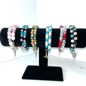 Handmade Beaded Wrap Bracelet with Charm